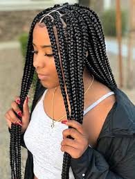 Box braids hairstyle detail