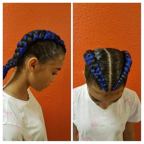Cornrow braiding style, close-up