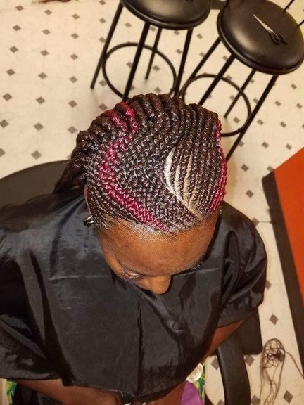 Cornrow braiding style with color