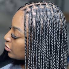 Knotless braids hairstyle detail